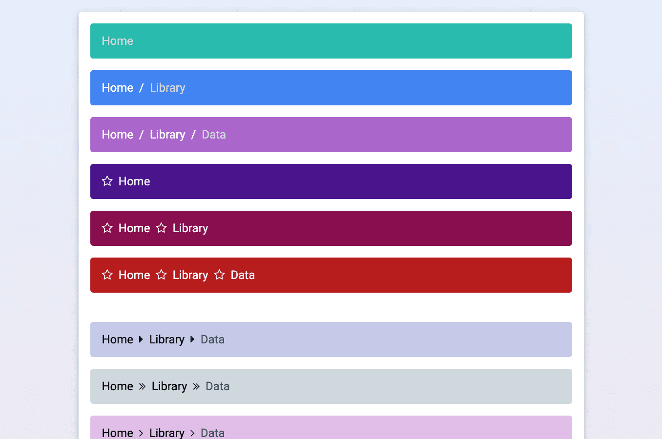 Bootstrap and Material Design breadcrumb variations