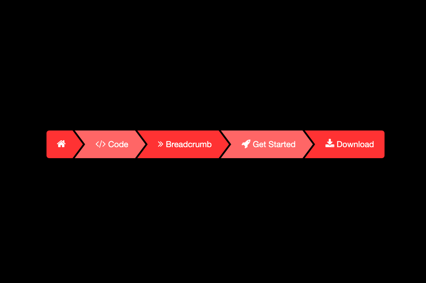 Red-themed breadcrumb with arrow-shaped items