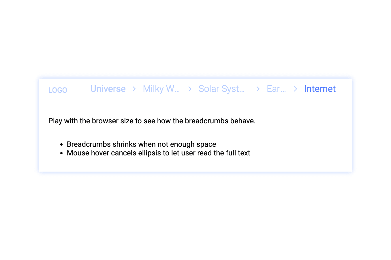 Breadcrumbs with text ellipsis