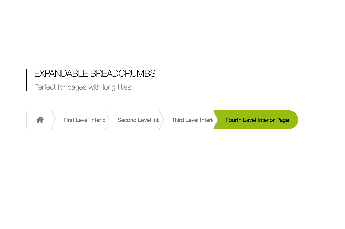 Expandable breadcrumb for long text elements