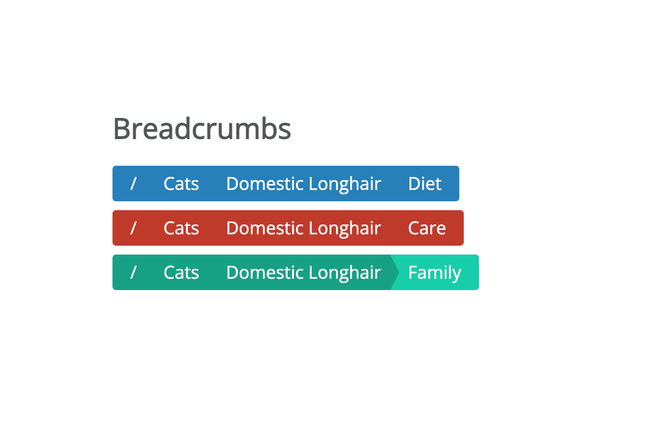 Flat breadcrumb buttons with arrow hover effect
