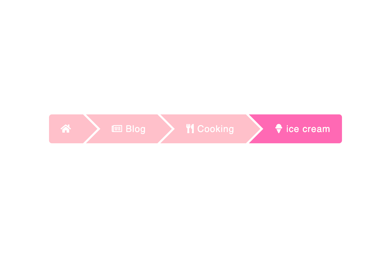 Pink-themed breadcrumb with icons