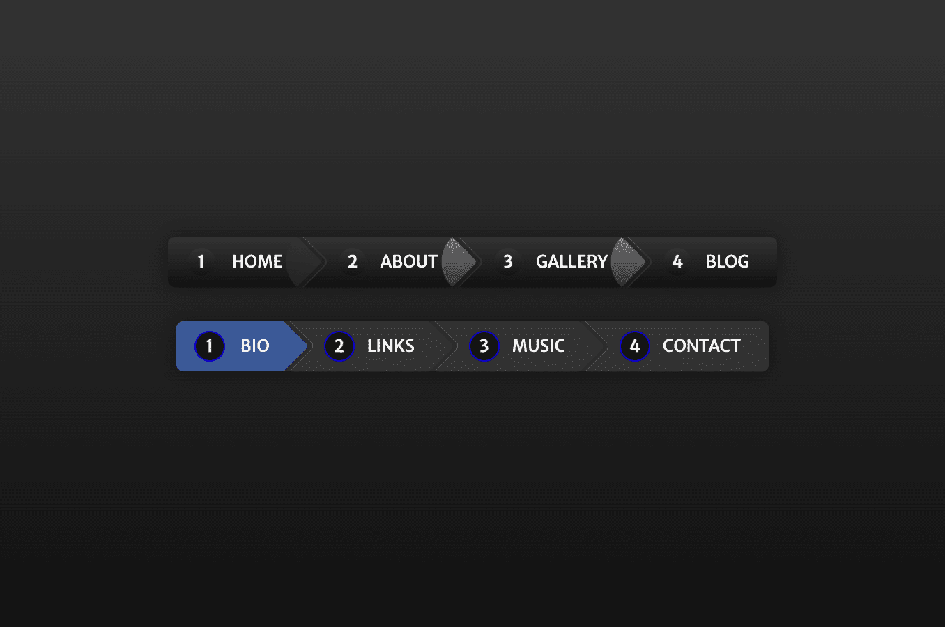 Dark mode breadcrumb navigation with hover effect
