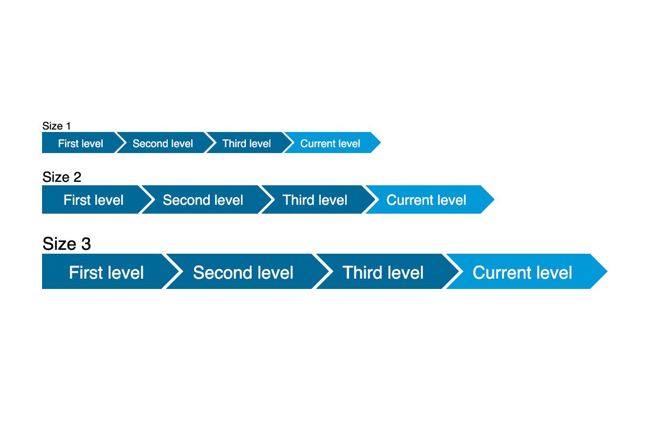 Responsive breadcrumb in three sizes