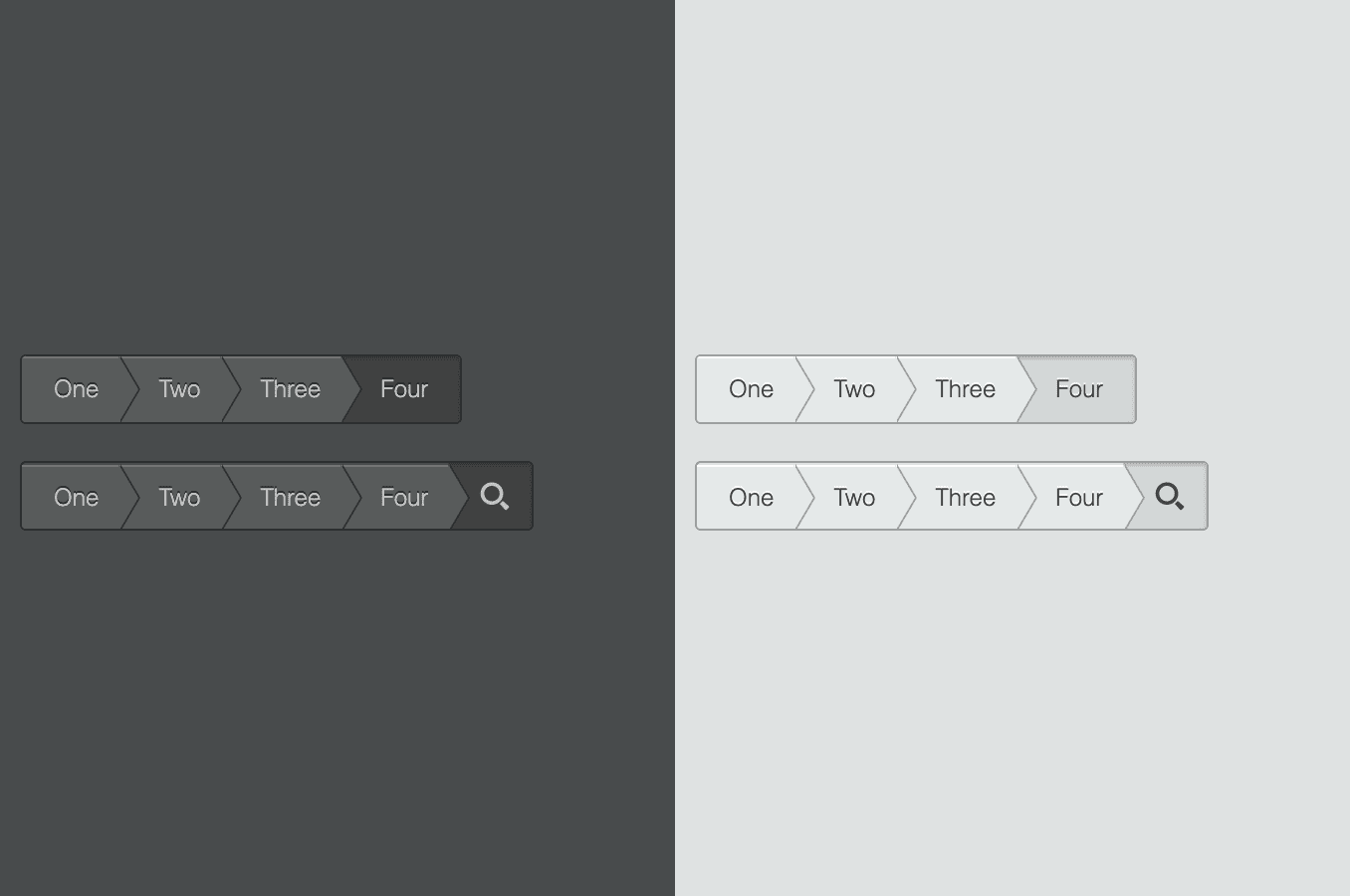 Dark and light mode breadcrumb with search bar