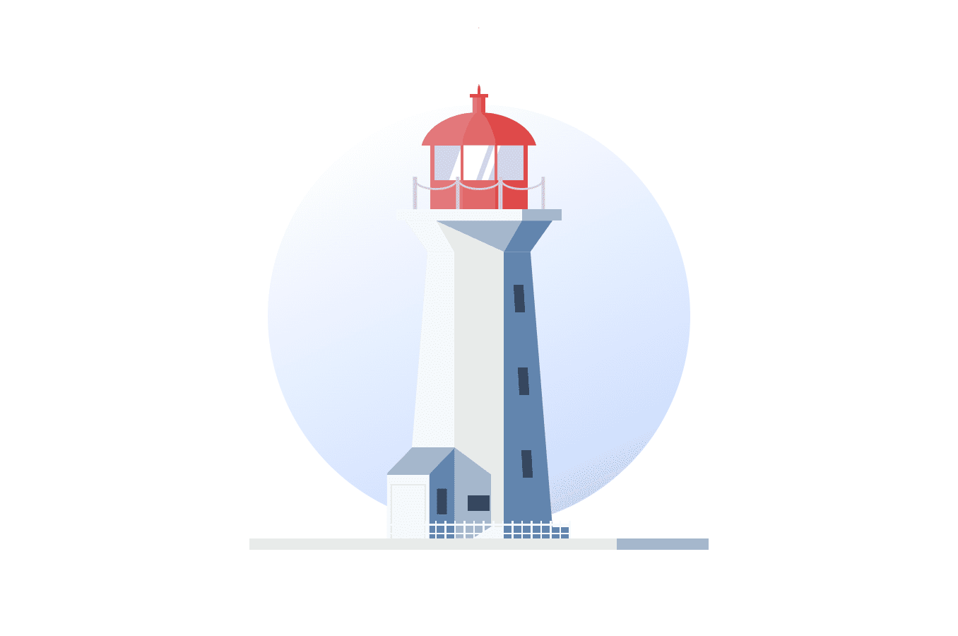 CSS lighthouse illustration in a clean style