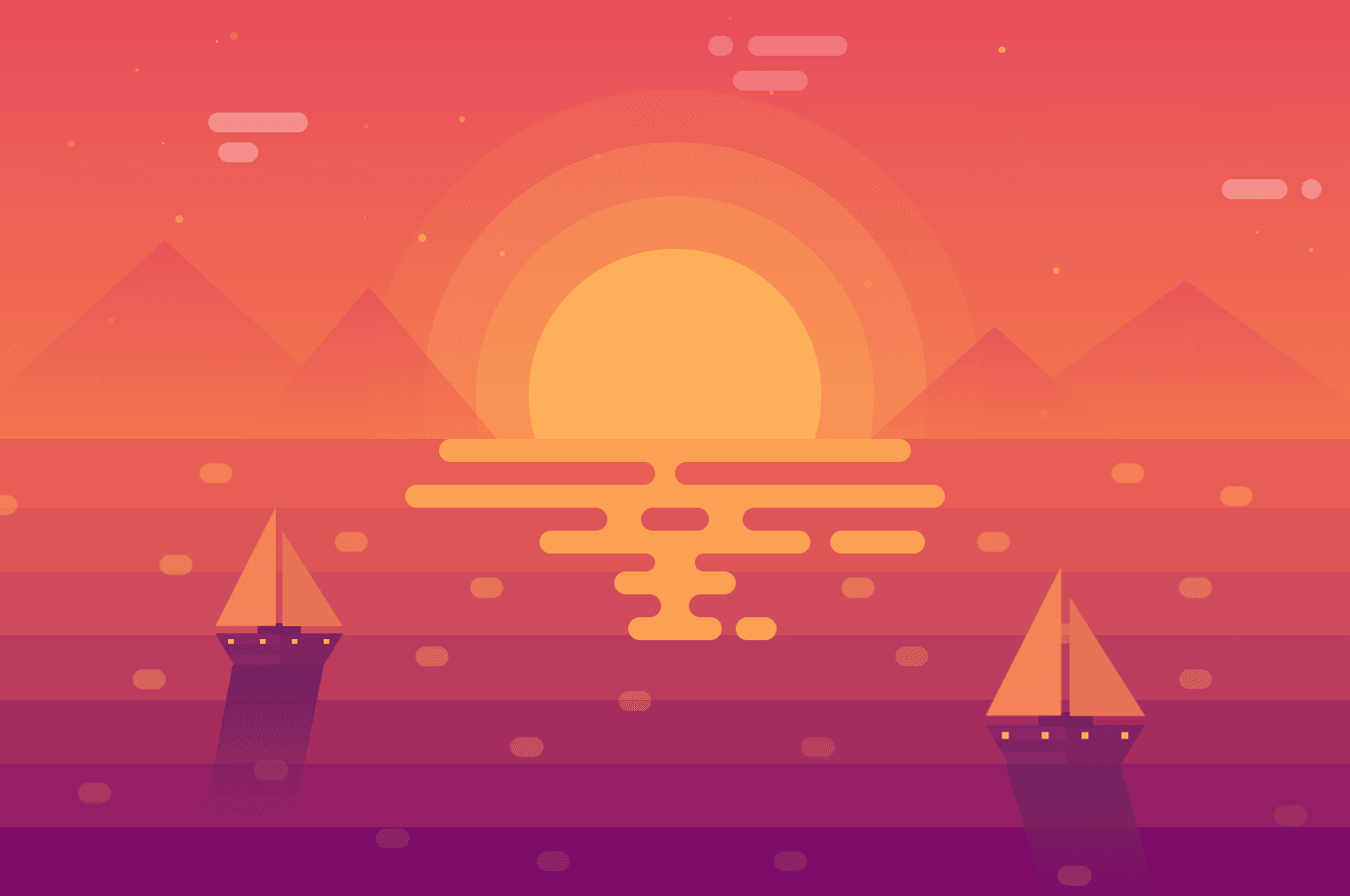 Colorful landscape illustration made with CSS