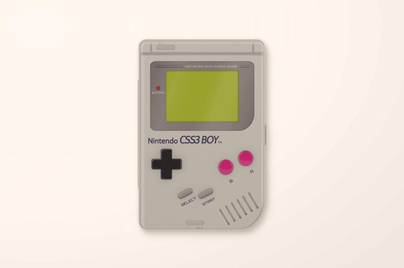 Realistic CSS classic Game Boy illustration