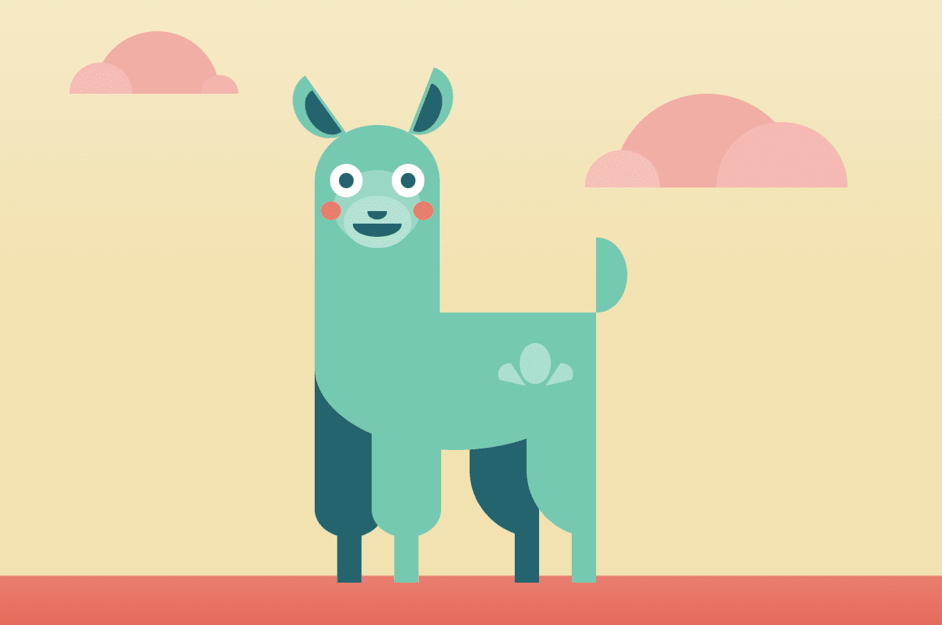 CSS animated happy alpaca illustration