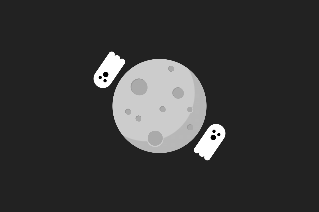CSS single div rotating haunted moon illustration