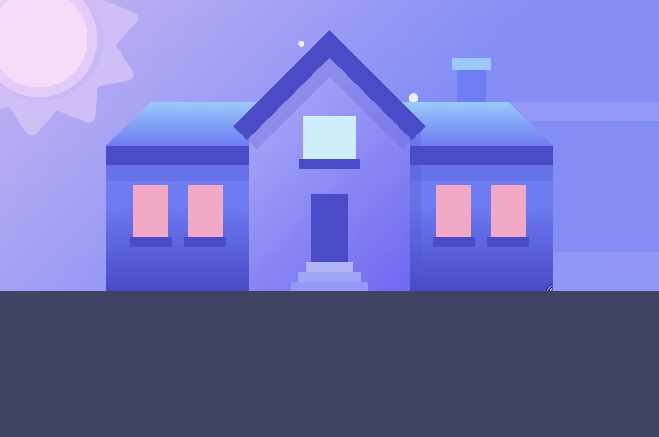 CSS resizable house illustration with gradient colors