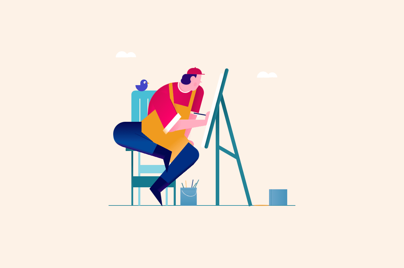 CSS painter illustration with subtle animation