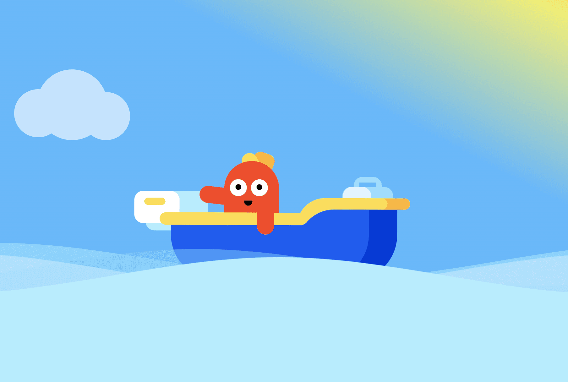 Animated cartoon sailor illustration made with HTML and CSS