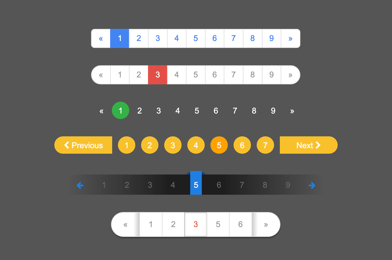 6 minimalist pagination styles made with just CSS and HTML