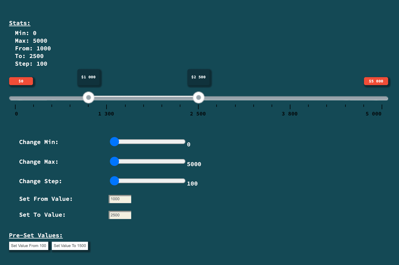 AngularJS double range slider with customizable values