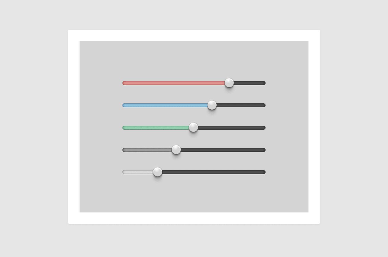 Collection of five color-varied sliders with elegant design