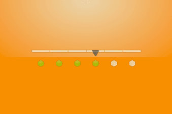 Range slider with light green 3D cubes for value indication