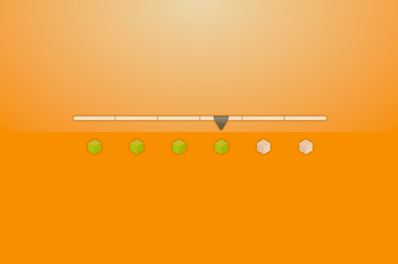 Range slider with light green 3D cubes for value indication