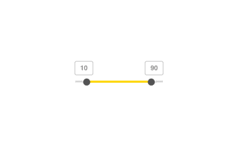 Dual-range slider with a yellow theme and value indicator