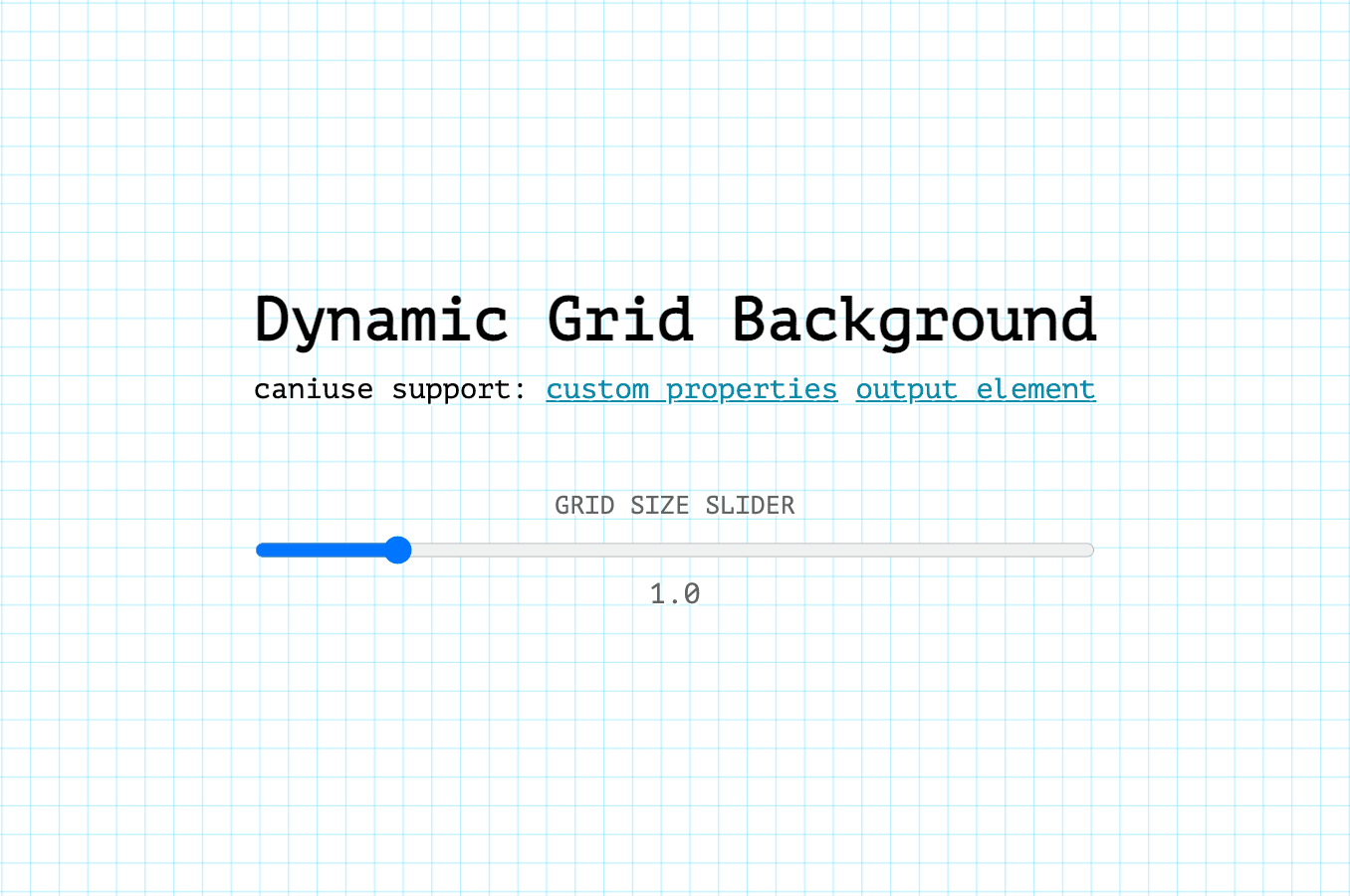 Grid background that adjusts size with a range slider