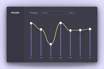 Vertical range sliders representing a preamp equalizer with presets