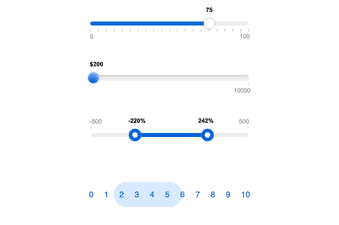 Four customizable range sliders with different designs
