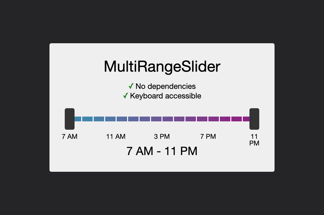 Multi-range slider with gradient active zone for setting a period