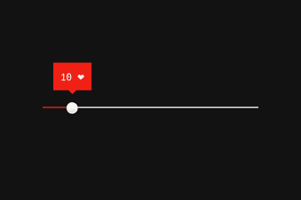 Range slider showing like count in bubble on handle