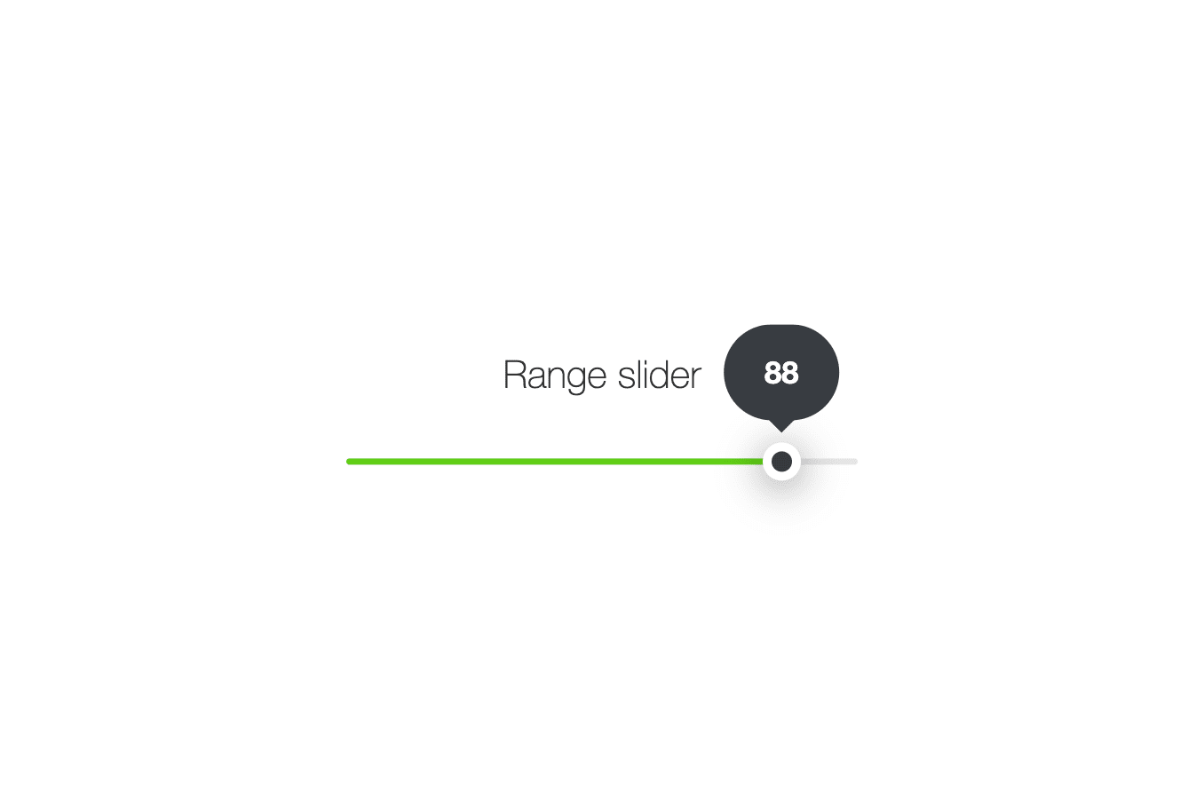 Range slider with a bubble value indicator on the handle