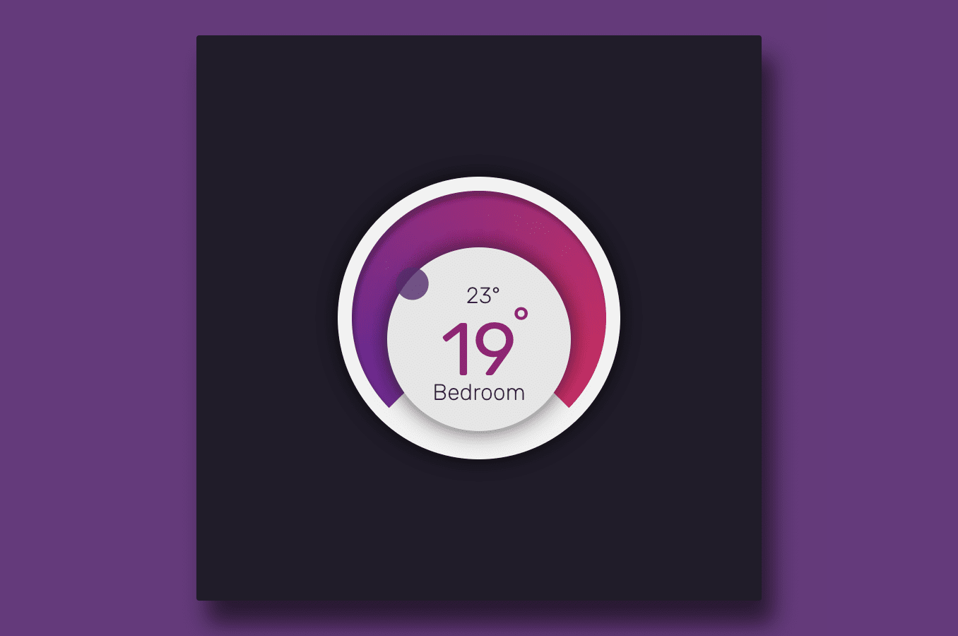 Temperature range slider with a rounded design and dynamic value indicator