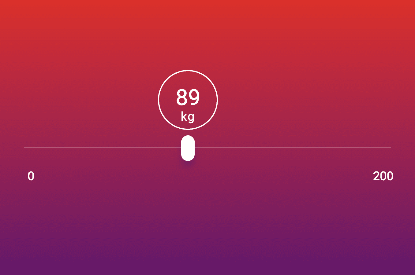 Minimalistic weight-setting slider with a rounded value indicator