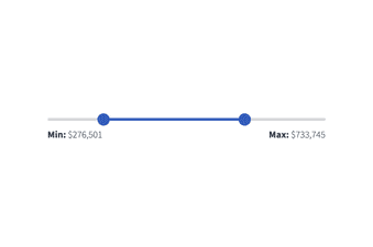 Double-range slider showing two values at the edges