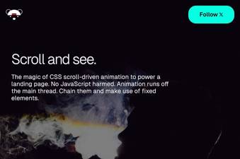 Humane inspired CSS scroll-driven animation landing page code snippet