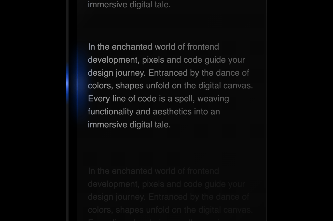 Scroll with light piece of code