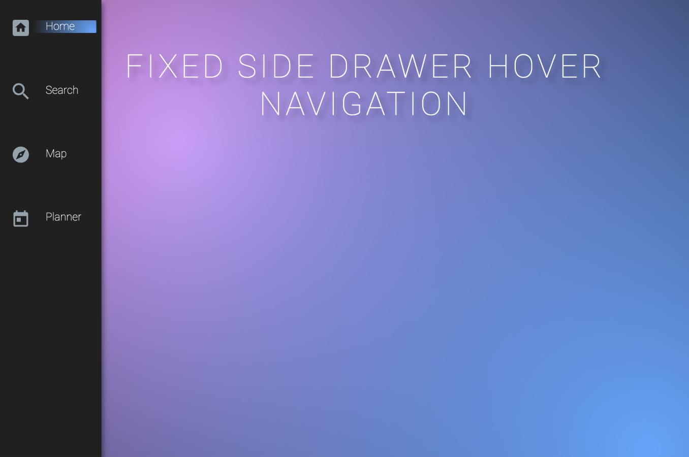 Fixed navigation menu with gradient hover effect