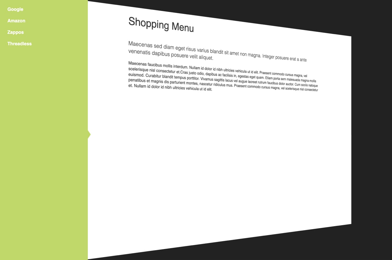 Hover slide menu with 3D reveal effect