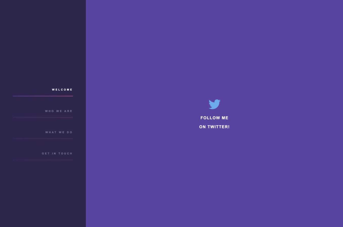 Purple themed static sidebar menu