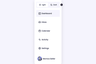 Responsive sidebar with dark mode and shrinkable view
