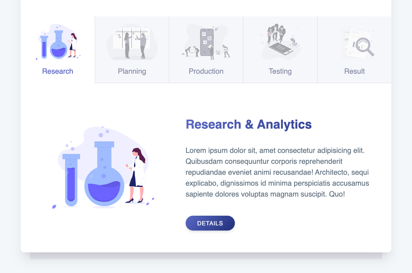 Tabs with icons code fragment