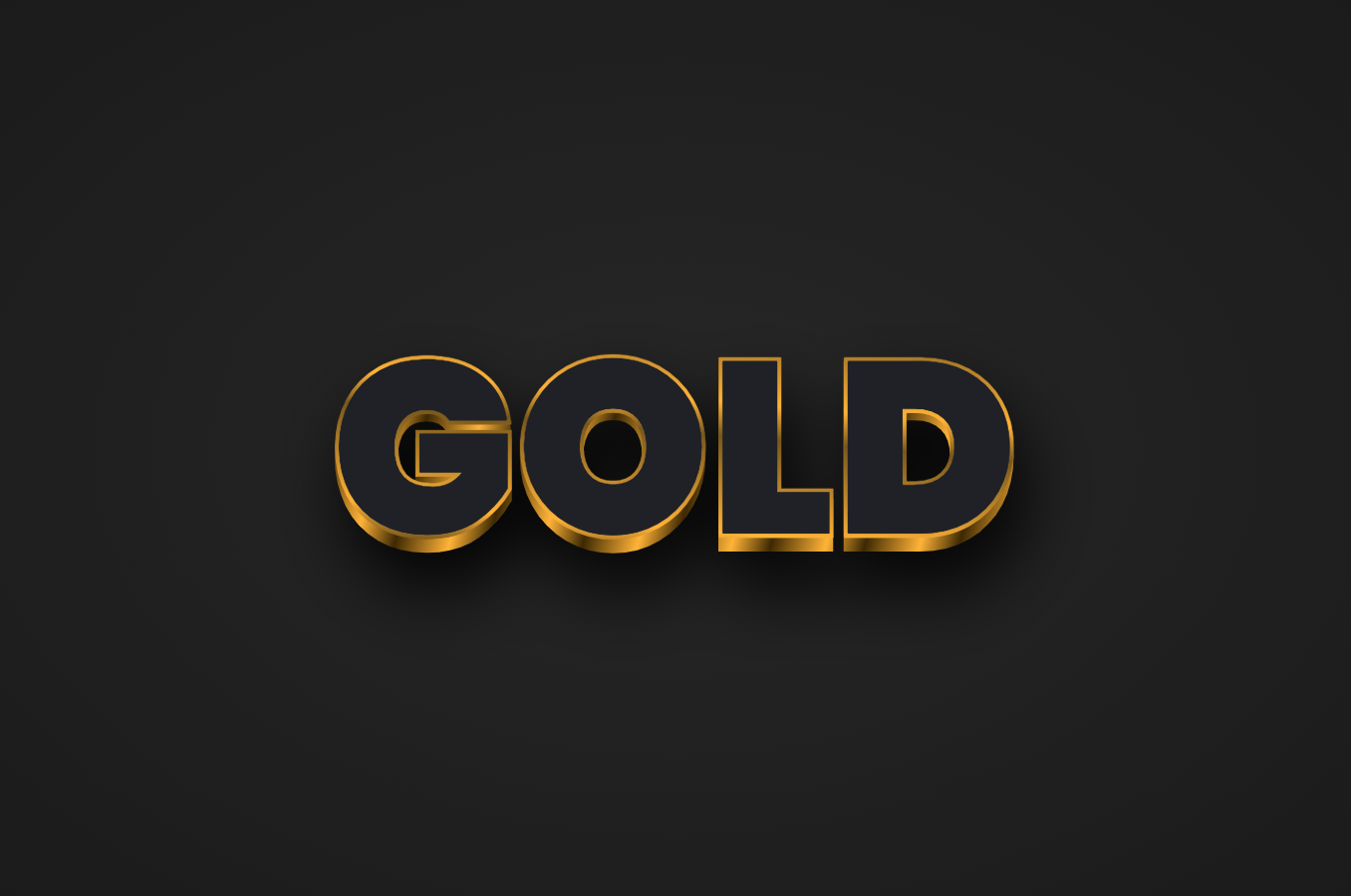 Golden metallic 3D text effect code fragment