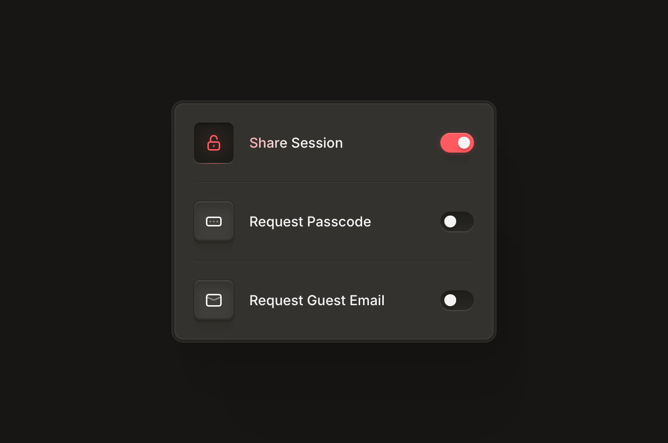 Dark toggle switch with animated icons code fragment