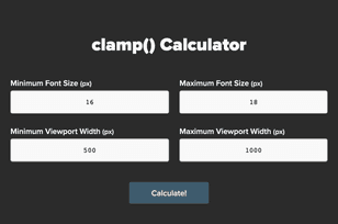 Clamp() Calculator CSS tool
