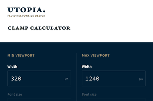 Clamp calculator by Utopia CSS tool