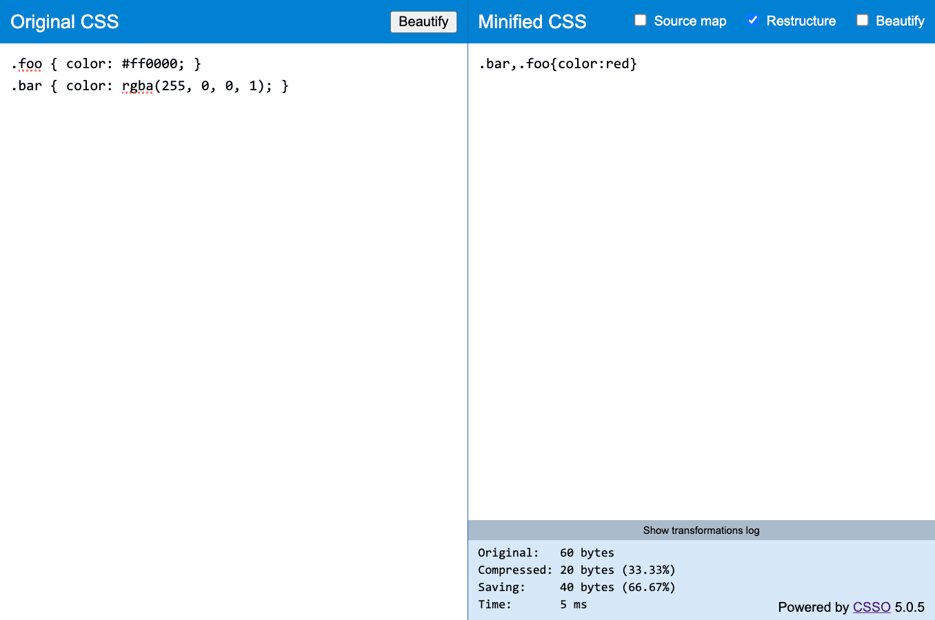 CSS Optimizer CSS tool