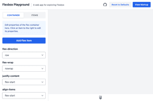 Flexbox playground CSS tool