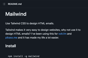 Mailwind email CSS framework github repo