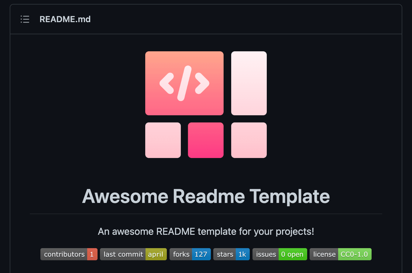 Awesome README Template Github tool
