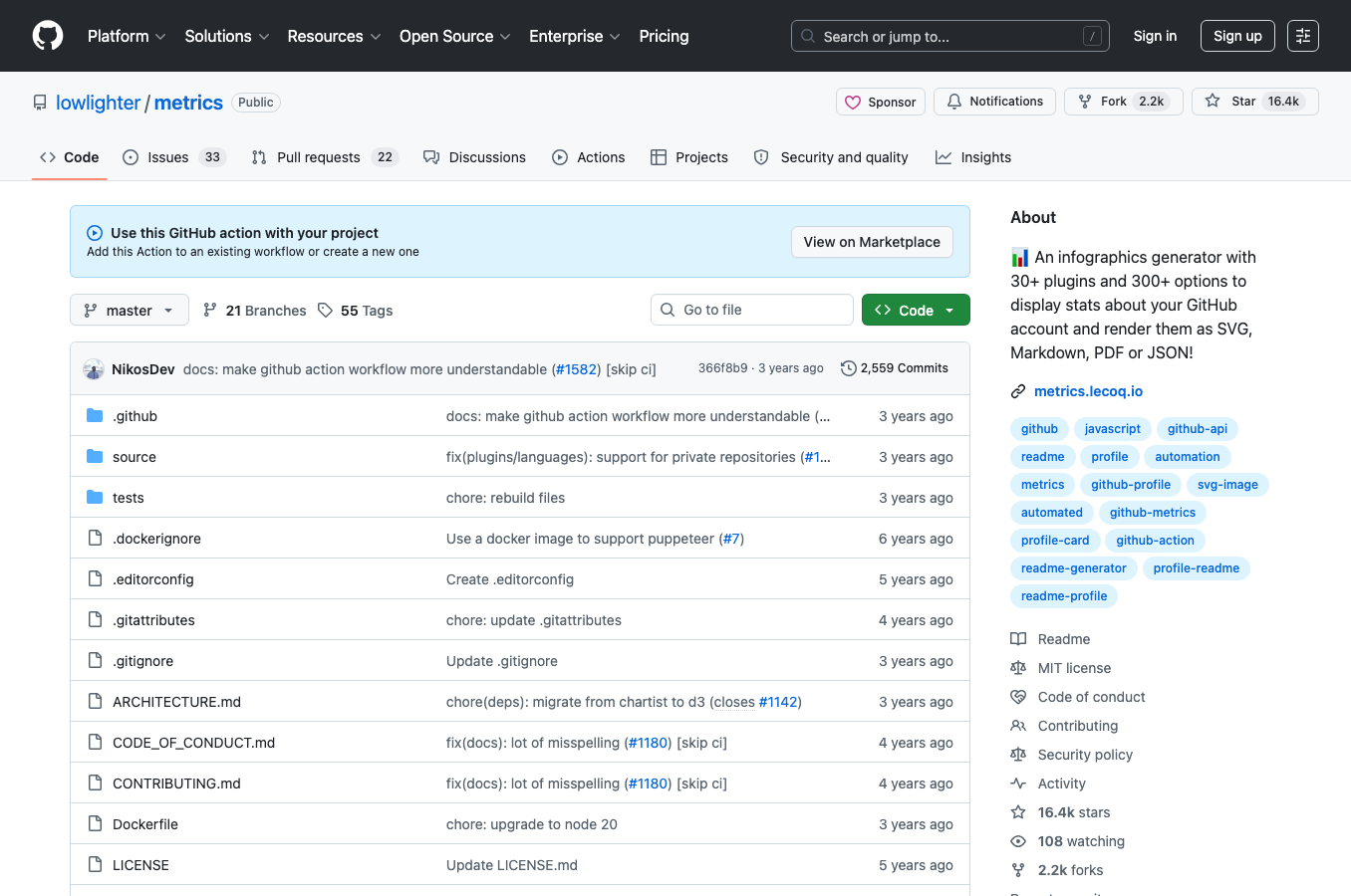 Metrics GitHub tool
