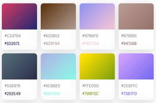 Gradient colors collection palette website
