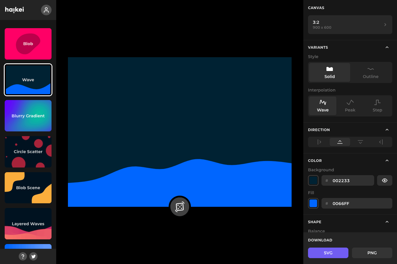Haikei gradient background generator